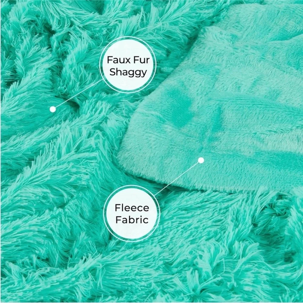 Luxurious Teal Faux Fur Twin Blanket